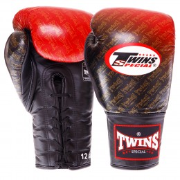 Перчатки боксерские кожаные професиональные на шнуровке TWINS FBGLL1-TW1 12-16 унций цвета в ассортименте