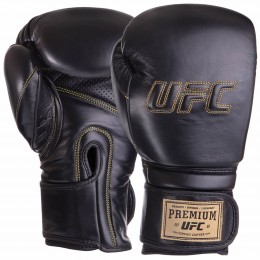 Перчатки боксерские кожаные UFC PRO Prem Hook & Loop UHK-75048 12 унций черный