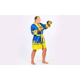 Халат боксерский TWINS FTR-2 (сатин, р-р M-XL-46-52, синий-желтый)
