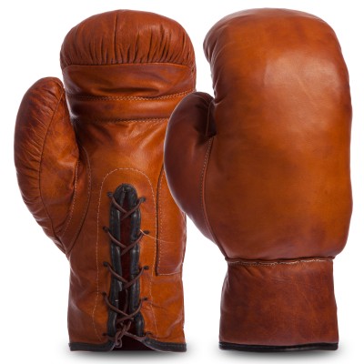 Боксеркие перчатки кожаные на шнуровке VINTAGE F-0243 (коричневый)