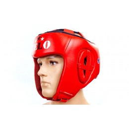 Шлем боксерский профессиональный кожаный AIBA VELO 3080 (р-р S-XL, цвет красный)