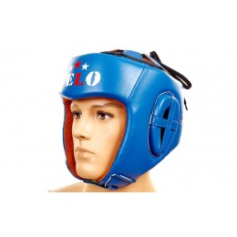 Шлем боксерский профессиональный кожаный AIBA VELO 3081 (р-р S-XL, цвет синий)