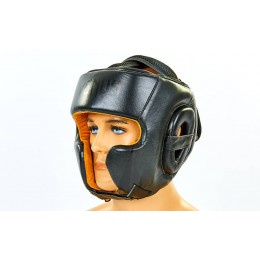 Шлем боксерский в мексиканском стиле кожаный VENUM BO-6652-BK (черный, р-р M-XL)