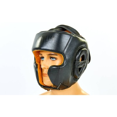 Шлем боксерский в мексиканском стиле кожаный VENUM BO-6652-BK (черный, р-р M-XL)