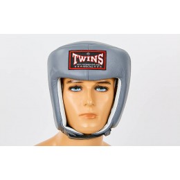 Шлем боксерский открытый с усиленной защитой макушки кожаный TWINS HGL-4-GR (р-р M-XL, серый)
