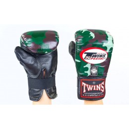 Снарядные перчатки кожаные TWINS FTBGL-1F-JG (р-р M-XL, зеленый камуфляж)