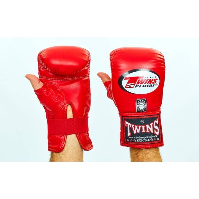 Снарядные перчатки кожаные TWINS TBGL-1H-RD (р-р M-XL, красный)