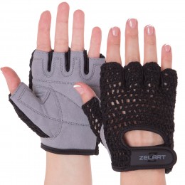 Перчатки для фитнеса Zelart SB-161953 S-L черный-голубой