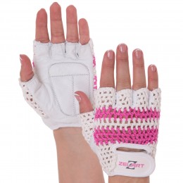 Перчатки для фитнеса женские Zelart SB-161958 размер XS-M белый-розовый