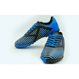 Обувь футбольная сороконожки подростковая 160701-2 (р-р 36-41, PU, черный-синий)