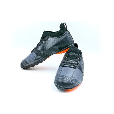 Обувь футбольная сороконожки подростковая с носком 170401C-1 (р-р 36-40, PU, черный-оранжевый)