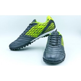 Обувь футбольная сороконожки 180803A-3 (р-р 40-45, PU, т.серый-черный-лимонный)