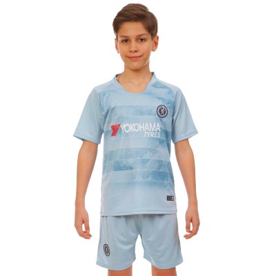 Форма футбольная детская CHELSEA резервная 2019  CO-8014 (р-р 20-28-6-14лет, 110-155см, голубой-серый)
