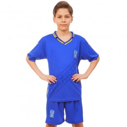 Форма футбольная детская УКРАИНА 2019 Sport CO-8172 (PL, р-р XS-XL, рост 116-165см, синий)