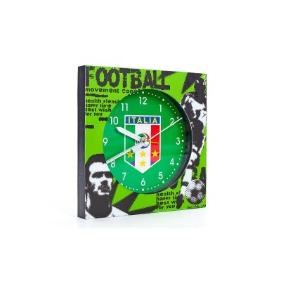 Часы настольные футбольные с будильником ITALIA FB-1963-ITAL (пластик, р-р 12*12см)