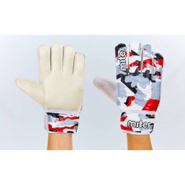 Перчатки вратарские FB-6744-1 MITER (PVC, р-р 8-10, красный-серый-черный)