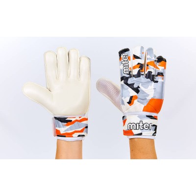 Перчатки вратарские FB-6744-2 MITER (PVC, р-р 8-10, оранжевый-серый-черный)