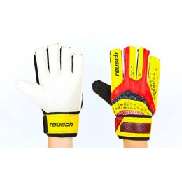 Перчатки вратарские FB-6745-5 REUSCH (PVC, р-р 8-10, красный-желтый)
