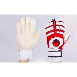 Перчатки вратарские с защитными вставками на пальцы FB-842-2 UHLSPORT (PVC, р-р 8-9, красный-бел)