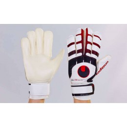 Перчатки вратарские с защитными вставками на пальцы FB-842-4 UHLSPORT (PVC, р-р 8-9, чер-крас-бел)