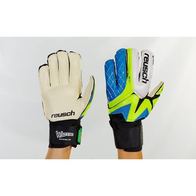 Перчатки вратарские FB-853-3 REUSCH (PVC, р-р 8-10, голубой-салатовый-черный)