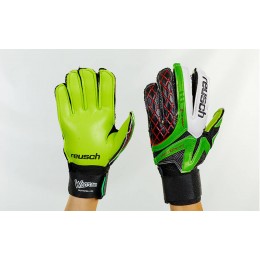 Перчатки вратарские FB-853-4 REUSCH (PVC, р-р 8-10, черный-зеленый-черный)