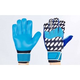 Перчатки вратарские с защитными вставками на пальцы FB-872-1 PREDATOR (PVC, р-р 7-9, син-чер-бел)