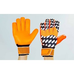 Перчатки вратарские с защитными вставками на пальцы FB-872-3 PREDATOR (PVC, р-р 7-9, оранж-чер-бел)
