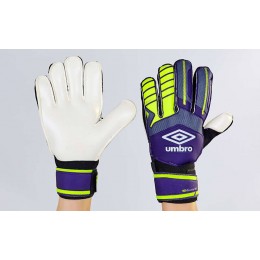 Перчатки вратарские с защитными вставками на пальцы FB-879-3 UMB (PVC, р-р 8-10,фиолетовый-салатовый-черный)