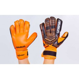 Перчатки вратарские с защитными вставками на пальцы FB-882-2 REUSCH (PVC, р-р 8-10,черный-оранжев)