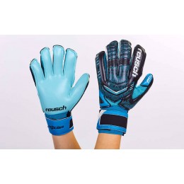 Перчатки вратарские с защитными вставками на пальцы FB-882-3 REUSCH (PVC, р-р 8-10, черный-синий)