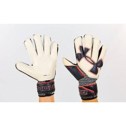 Перчатки вратарские с защитными вставками на пальцы UNDER ARMOUR FB-883-3 (PVC, р-р 9-10, белый-серый)