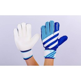 Перчатки вратарские с защитными вставками на пальцы FB-893-1 (PVC,р-р 8-10, голубой-синий-белый)