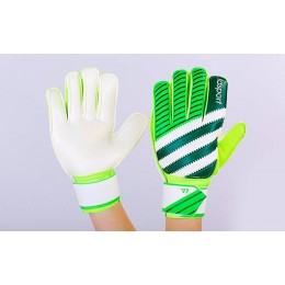 Перчатки вратарские с защитными вставками на пальцы FB-893-2 (PVC,р-р 8-10, салатовый-зелен-белый)
