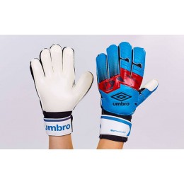 Перчатки вратарские с защитными вставками на пальцы FB-894-3 UMB (PVC, р-р 8-10,голубой-оранж-чер)