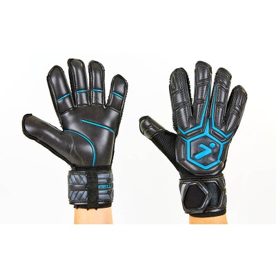 Перчатки вратарские с защитными вставками на пальцы STORELLI FB-905-1 (PVC, р-р 8-10, черный-синий)