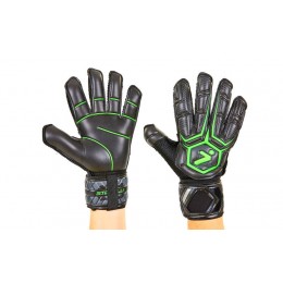 Перчатки вратарские с защитными вставками на пальцы STORELLI FB-905-3 (PVC, р-р 8-10, черный-салатовый)