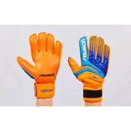 Перчатки вратарские с защитными вставками на пальцы FB-915-1 REUSCH (PVC, р-р 8-10, оранжевый)