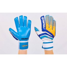 Перчатки вратарские с защитными вставками на пальцы FB-915-3 REUSCH (PVC, р-р 8-10, синий)