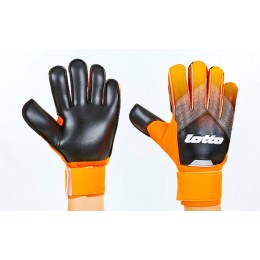 Перчатки вратарские с защитными вставками на пальцы LTO FB-920-2 (PVC, р-р 8-10, черный-оранжевый)