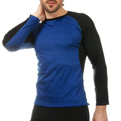 Компрессионная мужская футболка с длинным рукавом LD-1005-B (лайкра, L-3XL, черный-синий)