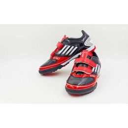 Обувь футбольная сороконожки детская (р-р 30-35) SPORT OB-3412-BKR (PU, подошва-RB, черный-красн)