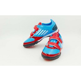 Обувь футбольная сороконожки детская (р-р 30-35) SPORT OB-3412-BR (PU, подошва-RB, синий-красный)