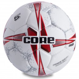 Мяч футбольный CORE COMPOSITE LEATHER PROF CR-002 №5 белый-красный
