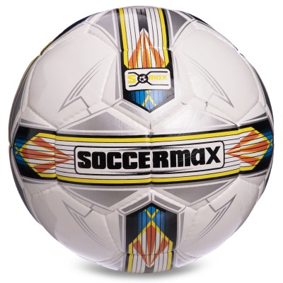 Мяч футбольный SOCCERMAX FIFA FB-0176 №5 PU белый-серый-желтый