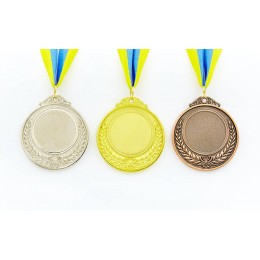 Заготовка медали спортивной с лентой HIT d-6,5см C-4332 (металл, 40g, 1-золото, 2-серебро, 3-бронза)