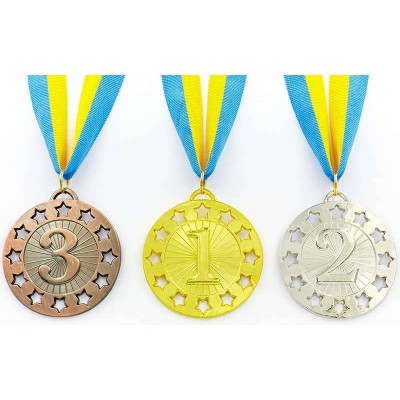 Медаль спортивная с лентой WIN d-6,5см C-6405 (металл,1-золото,2-серебро,3- бронза d-6,5см, 38g