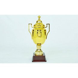 Кубок спортивный с ручками и крышкой GREEK C-1314C (пластик, h-52см, b-25см, d чаши-15см, золото)