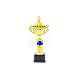 Кубок спортивный с ручками и крышкой IMPULSE C-141A (пластик, h-35см, b-16см, d чаши-10см, золото)