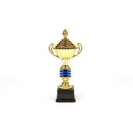 Кубок спортивный с ручками и крышкой IMPULSE C-141C (пластик, h-27см, b-13см, d чаши-8см, золото)